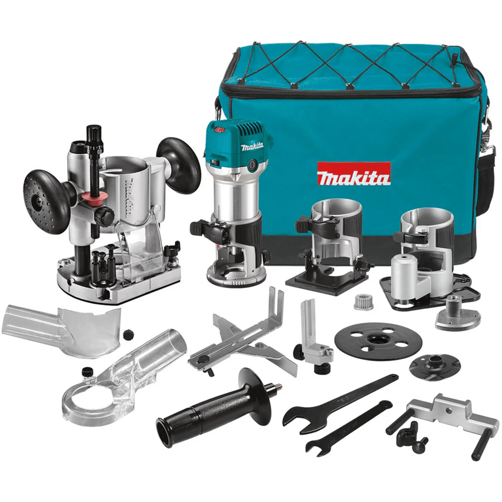 Makita RT0702CX3 Palm Router / Trimmer Kit + Attachments 1/4 Makita RT0702CX3 Palm Router / Trimmer Kit + Attachments 1/4